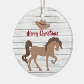 Personalisiertes Pferd und Cowboy Hat frohe Weihna Keramik Ornament (Links)