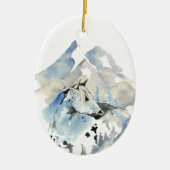 Personalisiertes Pferd und Gebirge Weihnachten Keramik Ornament (Vorne)