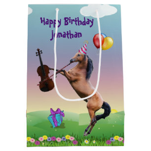 Personalisiertes Pferd zum Geburtstag der Geige Mittlere Geschenktüte