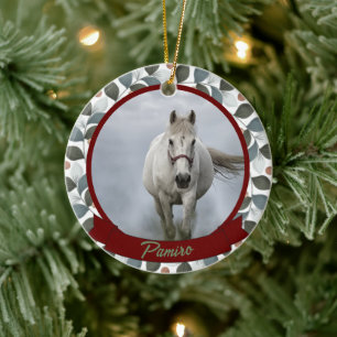 Personalisiertes Pferdefleisch Foto Name Jahr Keramik Ornament