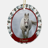 Personalisiertes Pferdefleisch Foto Name Jahr Keramik Ornament (Links)