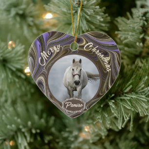 Personalisiertes Pferdefleisch Foto Name Jahr Keramik Ornament