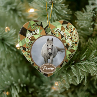 Personalisiertes Pferdefleisch Foto Name Jahr Keramik Ornament