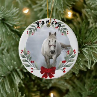 Personalisiertes Pferdefleisch Foto Name Jahr Keramik Ornament