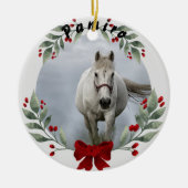 Personalisiertes Pferdefleisch Foto Name Jahr Keramik Ornament (Vorne)