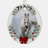 Personalisiertes Pferdefleisch Foto Name Jahr Keramik Ornament (Links)