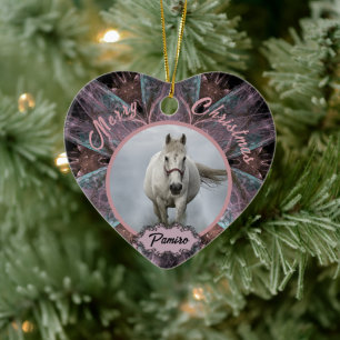 Personalisiertes Pferdefleisch Foto Name Jahr Keramik Ornament