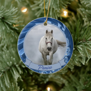 Personalisiertes Pferdefleisch Foto Name Jahr Keramik Ornament
