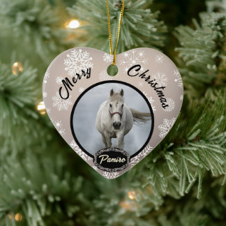 Personalisiertes Pferdefleisch Foto Name Jahr Keramik Ornament