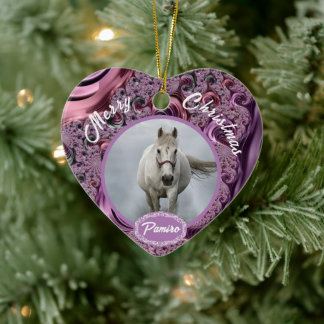 Personalisiertes Pferdefleisch Foto Name Jahr Keramik Ornament