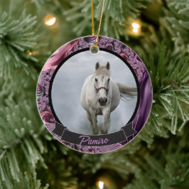 Personalisiertes Pferdefleisch Foto Name Jahr Keramik Ornament