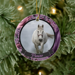 Personalisiertes Pferdefleisch Foto Name Jahr Keramik Ornament