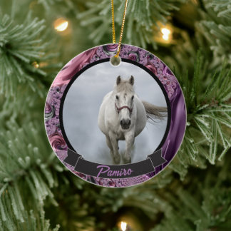 Personalisiertes Pferdefleisch Foto Name Jahr Keramik Ornament