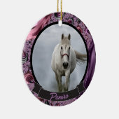 Personalisiertes Pferdefleisch Foto Name Jahr Keramik Ornament (Rechts)