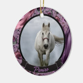 Personalisiertes Pferdefleisch Foto Name Jahr Keramik Ornament (Links)