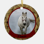 Personalisiertes Pferdefleisch Foto Name Jahr Keramik Ornament (Vorne)