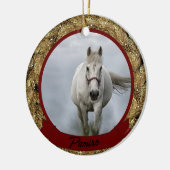 Personalisiertes Pferdefleisch Foto Name Jahr Keramik Ornament (Links)