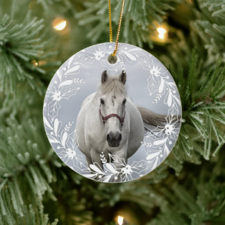 Personalisiertes Pferdefleisch Foto Name Jahr Keramik Ornament