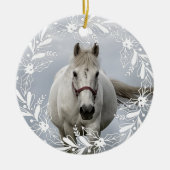 Personalisiertes Pferdefleisch Foto Name Jahr Keramik Ornament (Vorne)