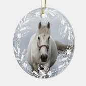 Personalisiertes Pferdefleisch Foto Name Jahr Keramik Ornament (Links)