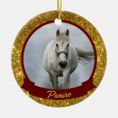 Personalisiertes Pferdefleisch Foto Name Jahr Keramik Ornament (Vorne)