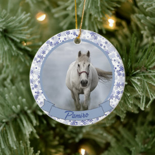 Personalisiertes Pferdefleisch Foto Name Jahr Keramik Ornament