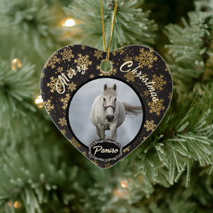 Personalisiertes Pferdefleisch Foto Name Jahr Keramik Ornament