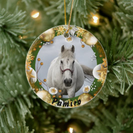 Personalisiertes Pferdefleisch Foto Name Jahr Keramik Ornament