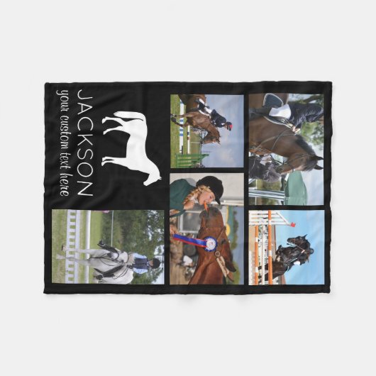 Personalisiertes Pferdefoto Collage Reiten Fleecedecke (Vorderseite (Horizontal))