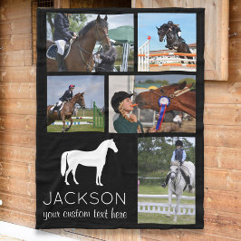 Personalisiertes Pferdefoto Collage Reiten Fleecedecke
