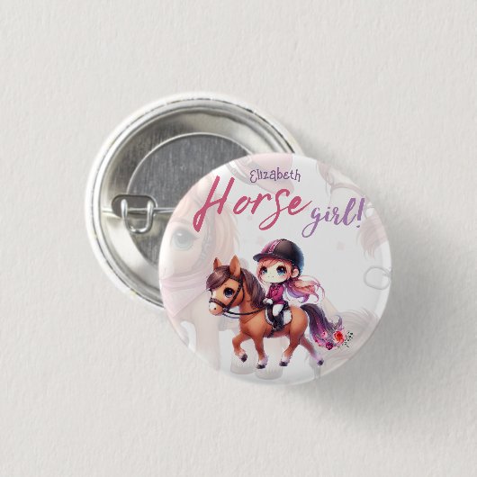 Personalisiertes Pferdeschwölblein Button (Vorne & Hinten)
