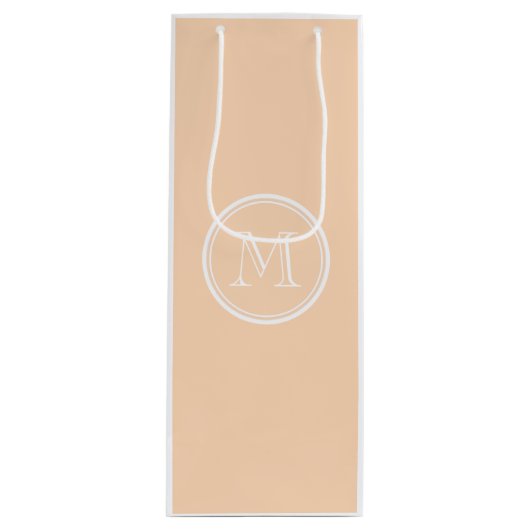 Personalisiertes Pfirsich-Hauch-Spitzen gefärbt Geschenktüte Für Weinflaschen (Vorderseite)