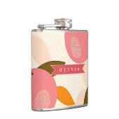 Personalisiertes Pfirsich-Muster Süß Retro Sommer Flachmann (Rechts)