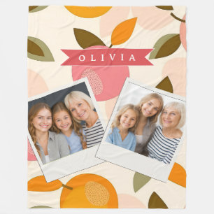 Personalisiertes Pfirsich-Muster Süß Retro Sommer Fleecedecke