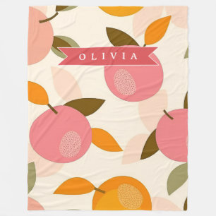 Personalisiertes Pfirsich-Muster Süß Retro Sommer Fleecedecke