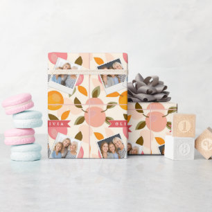 Personalisiertes Pfirsich-Muster Süß Retro Sommer Geschenkpapier