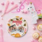 Personalisiertes Pfirsich-Muster Süß Retro Sommer Pappteller (Party)