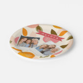 Personalisiertes Pfirsich-Muster Süß Retro Sommer Pappteller (Schrägansicht)