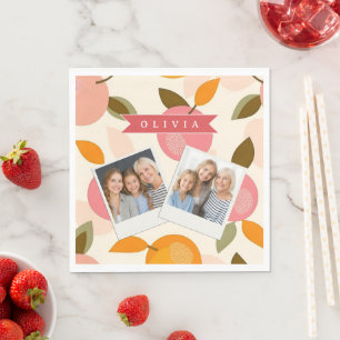 Personalisiertes Pfirsich-Muster Süß Retro Sommer Serviette