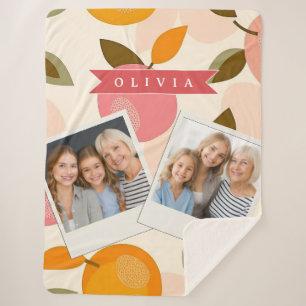 Personalisiertes Pfirsich-Muster Süß Retro Sommer Sherpadecke