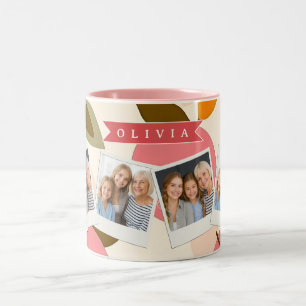 Personalisiertes Pfirsich-Muster Süß Retro Sommer Zweifarbige Tasse
