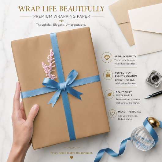 Personalisiertes Pfirsich-Tan-Geschenkpapier Geschenkpapier