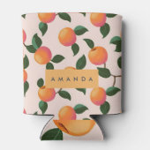Personalisiertes Pfirsichmuster Niedliche Pfirsich Dosenkühler (Rückseite)