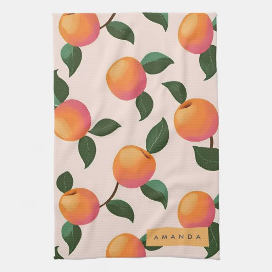 Personalisiertes Pfirsichmuster Niedliche Pfirsich Geschirrtuch (Vertikal)