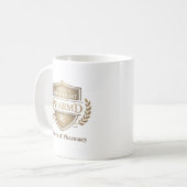 Personalisiertes PharmD-Lizenzapotheker-Emblem Kaffeetasse (Vorderseite Links)