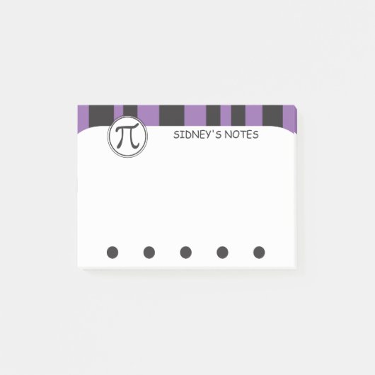 Personalisiertes Pi Symbol Lila Math Themed Post-it Klebezettel (Vorderseite)