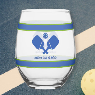 Personalisiertes Pickleball für den blauen grünen Weinglas Ohne Stiel