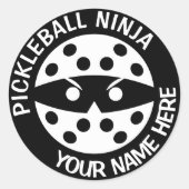 Personalisiertes Pickleball Ninja Runder Aufkleber (Vorderseite)