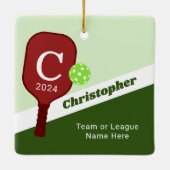 Personalisiertes Pickleball-Ornament Keramikornament (Rückseite)