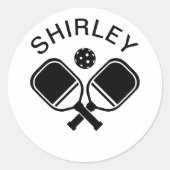 Personalisiertes Pickleball-Paddle-Hintern-Namensk Runder Aufkleber (Vorderseite)